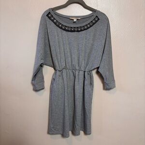 Francesca's Free Dress Mini Elastic Waist‎ Pockets Gem Embellishment Gray Size S